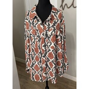 EST. 1946 NWT‎ Women's Snake Print Button Down Top Plus Size 26 28 (Orig. $42)